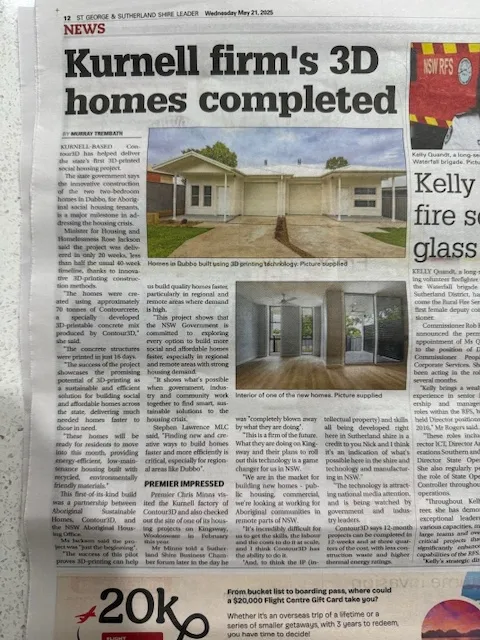 St George & Sutherland Shire Leader article, Kurnell firm's 3D homes completed
